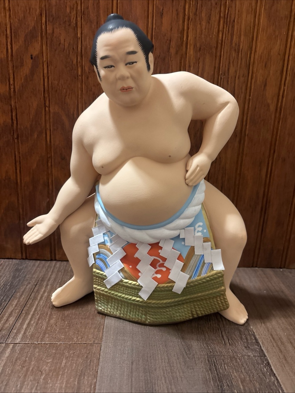 Sumo Wrestler Figurine with Colorful Mawashi